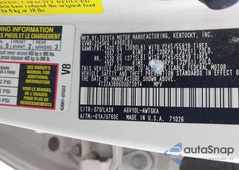 2013 Toyota Venza Xle z USA, uszkodzony, nr VIN 4T3ZA3BB6DU073914